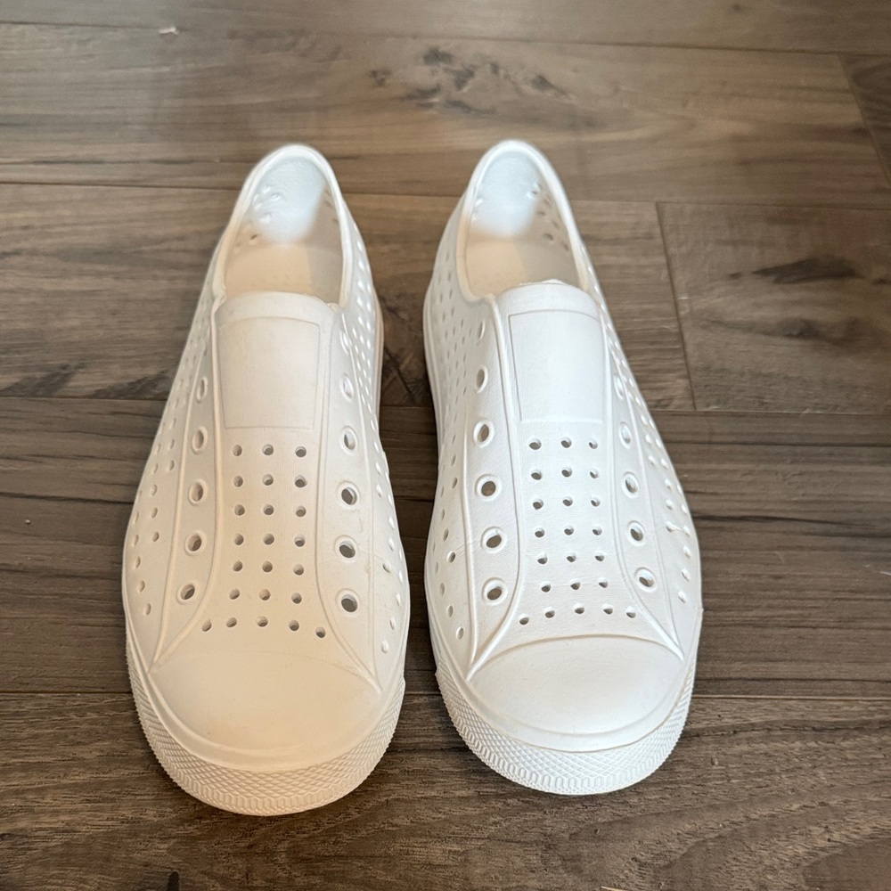White Slip-On Perforated Sneakers